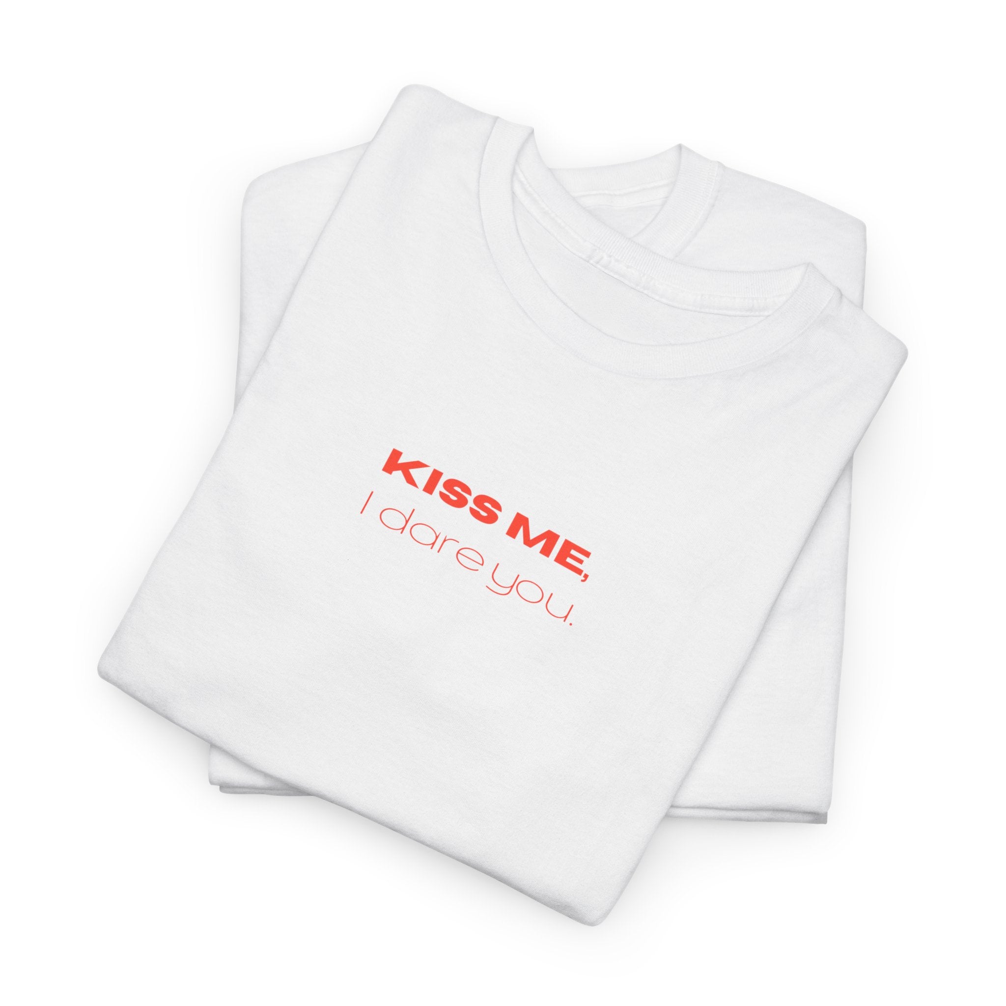 Kiss Me Unisex Heavy Cotton Tee, Romantic T-Shirt for Valentine's Day, Gift for Her, Cute Couple Shirt, Casual Love Tee