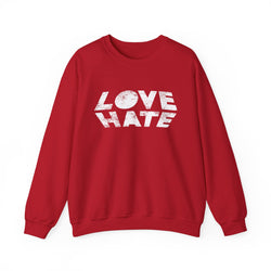 Unisex Heavy Blend™ Love Hate Crewneck Sweatshirt - Bold Red Casual Wear