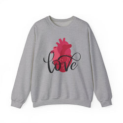 Love Heart Crewneck Sweatshirt, Cozy Gift for Him or Her, Valentine's Day, Unisex, Casual Wear, Heart Design