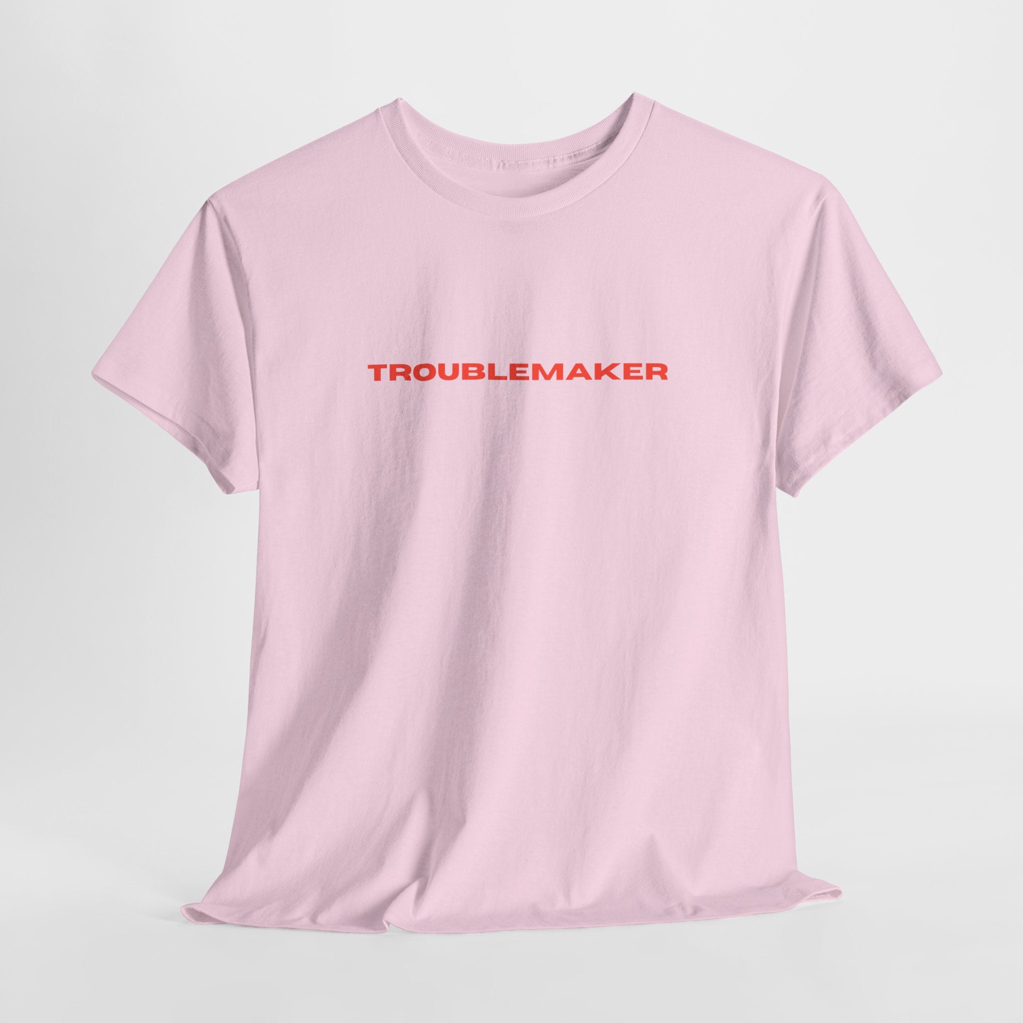 Troublemaker Unisex Heavy Cotton Tee, Casual Everyday Wear, Gift for Friends, Teen Style, Statement Fashion, Fun Graphic Tee