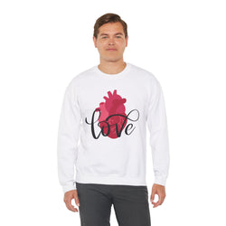 Love Heart Crewneck Sweatshirt, Cozy Gift for Him or Her, Valentine's Day, Unisex, Casual Wear, Heart Design