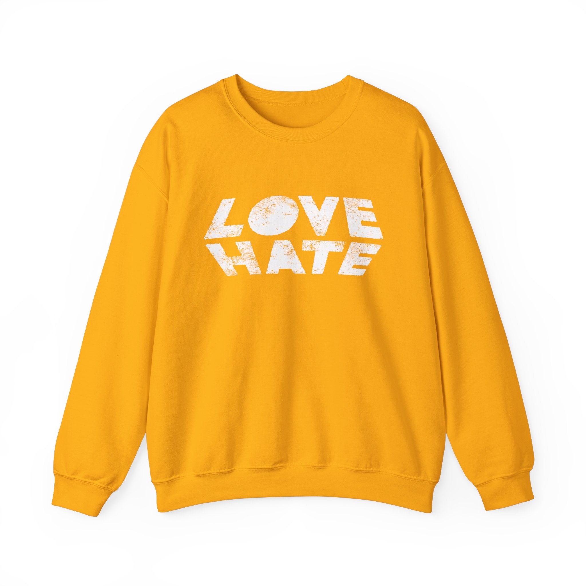 Unisex Heavy Blend™ Love Hate Crewneck Sweatshirt - Bold Red Casual Wear