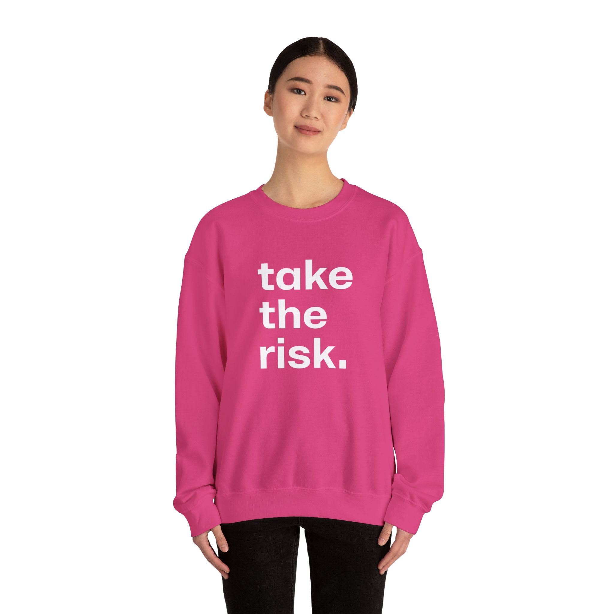 Bold 'Take the Risk' Unisex Crewneck Sweatshirt - Motivational Fashion for Everyday Adventure