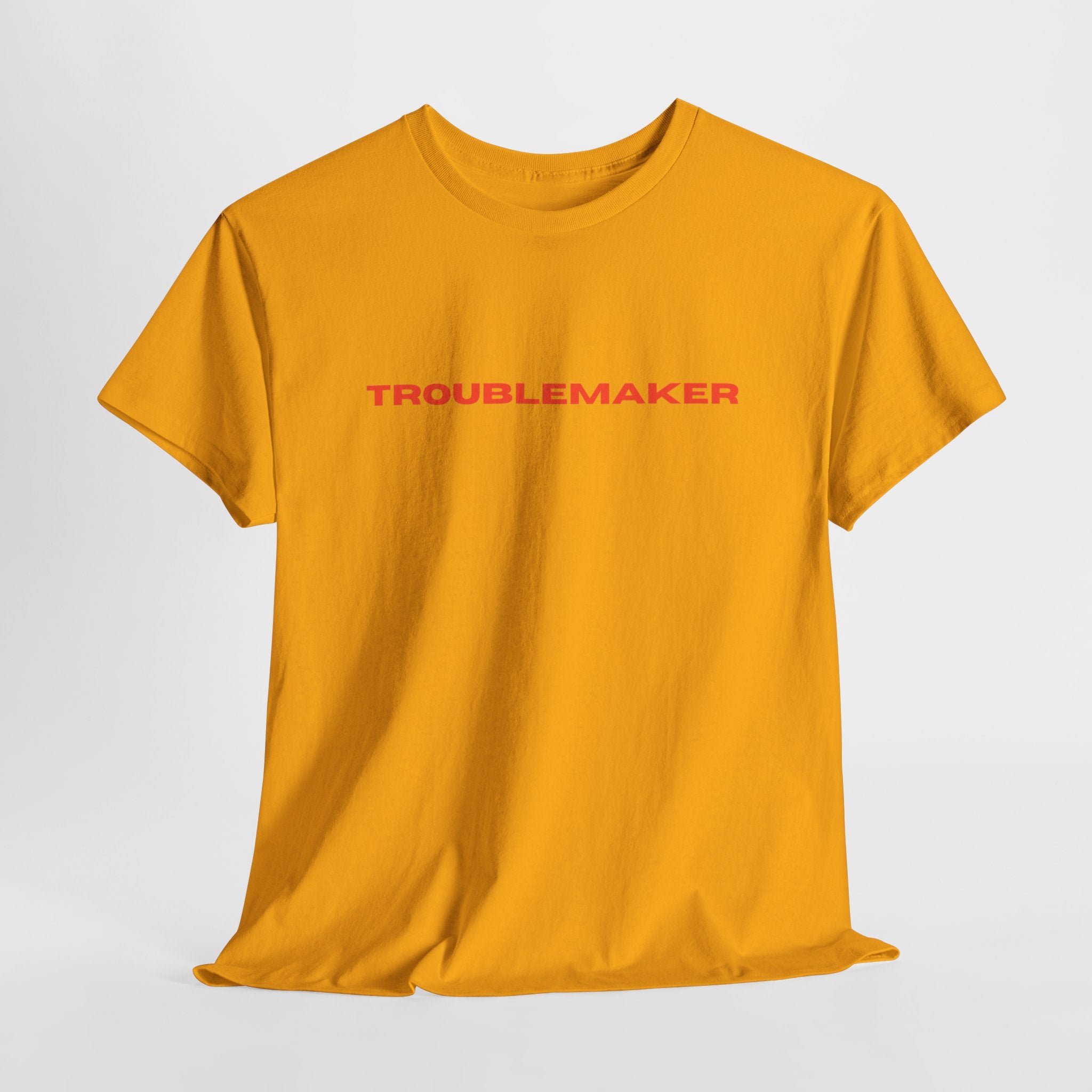 Troublemaker Unisex Heavy Cotton Tee, Funny Graphic Shirt, Casual Wear, Gift for Friends, Birthday Gift, Streetwear Fashion