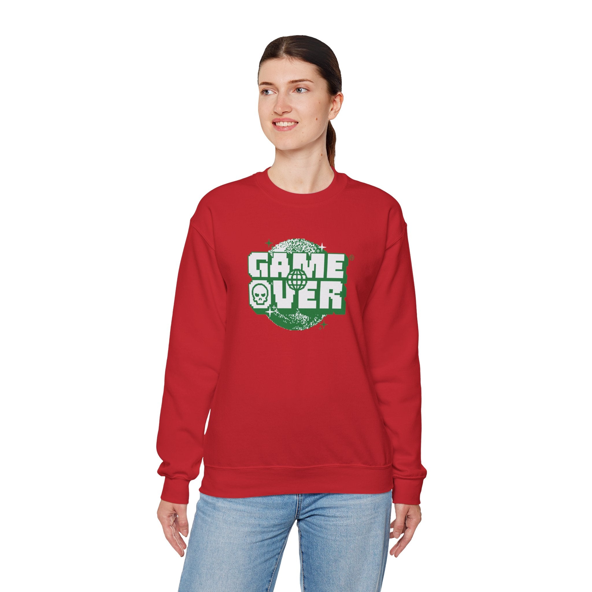 Game Over Unisex Crewneck Sweatshirt, Gamer Gift, Cozy Casual Wear, Video Game Merchandise, Holiday Apparel