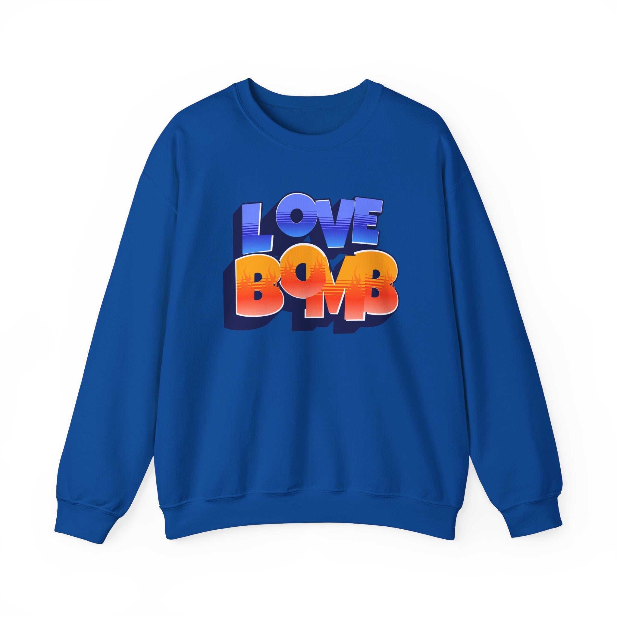 Retro Love Bomb Crewneck Sweatshirt, Cozy Unisex Sweater for Valentine's Day, Casual Wear, Gift for Him/Her, Fun Graphic Sweatshirt