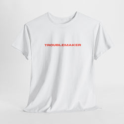 Troublemaker Unisex Heavy Cotton Tee, Casual Everyday Wear, Gift for Friends, Teen Style, Statement Fashion, Fun Graphic Tee