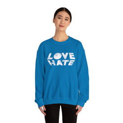 Unisex Heavy Blend™ Love Hate Crewneck Sweatshirt - Bold Red Casual Wear