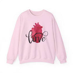 Love Heart Crewneck Sweatshirt, Cozy Gift for Him or Her, Valentine's Day, Unisex, Casual Wear, Heart Design