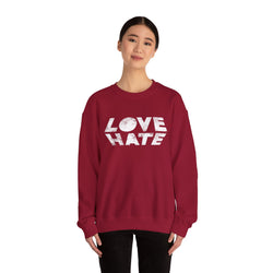 Unisex Heavy Blend™ Love Hate Crewneck Sweatshirt - Bold Red Casual Wear