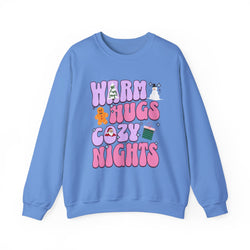 Warm Hugs Cozy Nights Sweatshirt, Unisex Holiday Crewneck, Perfect Gift for Christmas, Winter Vibes, Cozy Nights Apparel, Seasonal Sweater