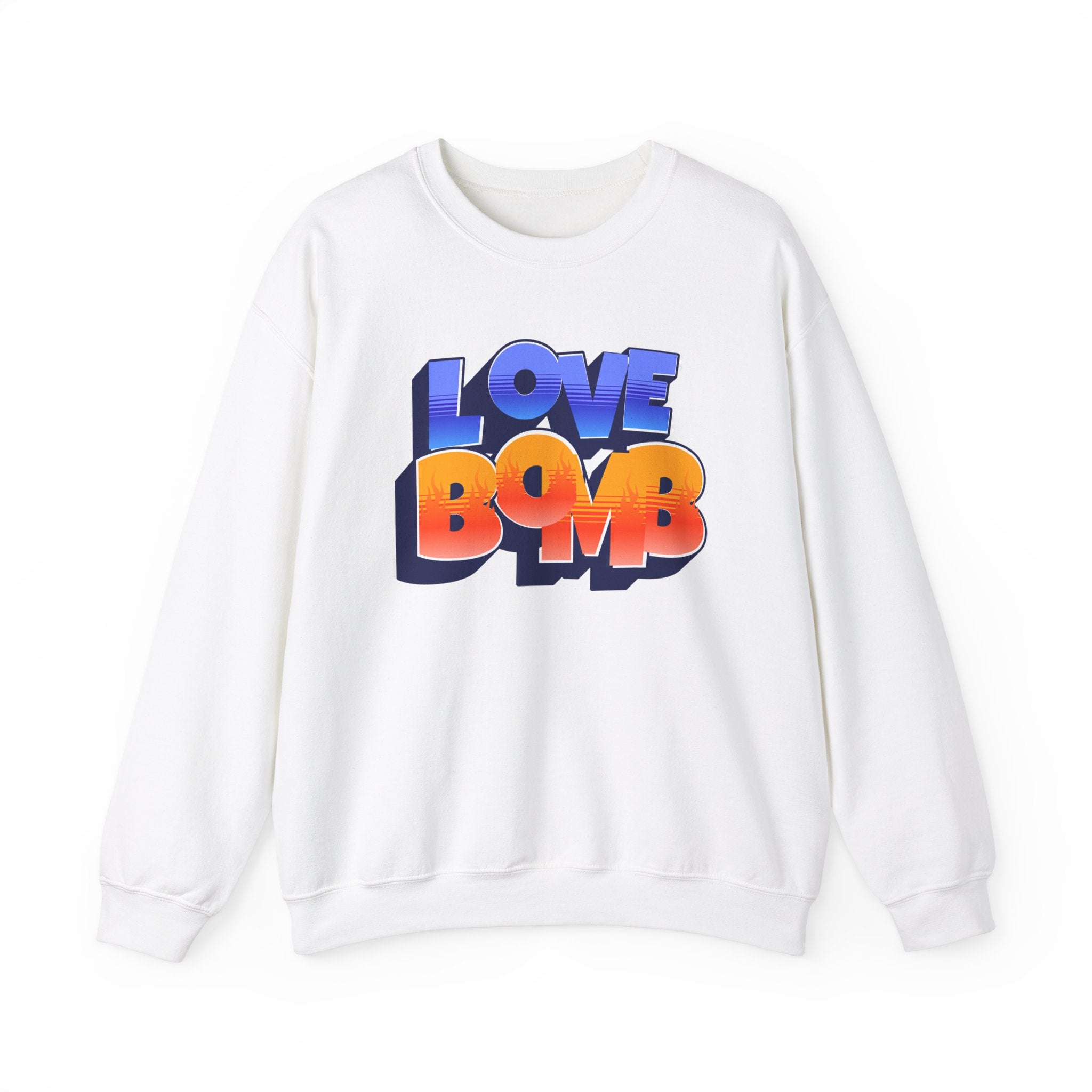 Retro Love Bomb Crewneck Sweatshirt, Cozy Unisex Sweater for Valentine's Day, Casual Wear, Gift for Him/Her, Fun Graphic Sweatshirt