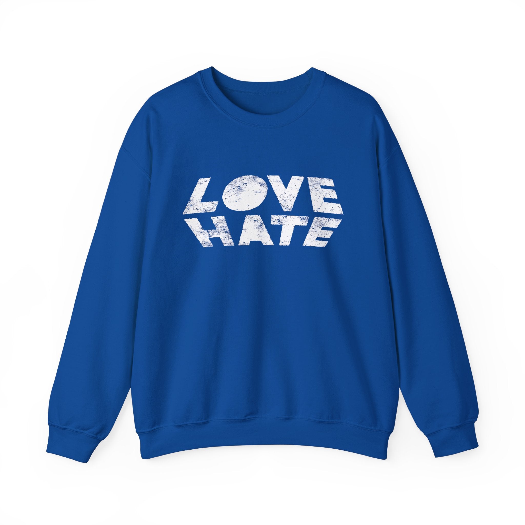 Unisex Heavy Blend™ Love Hate Crewneck Sweatshirt - Bold Red Casual Wear