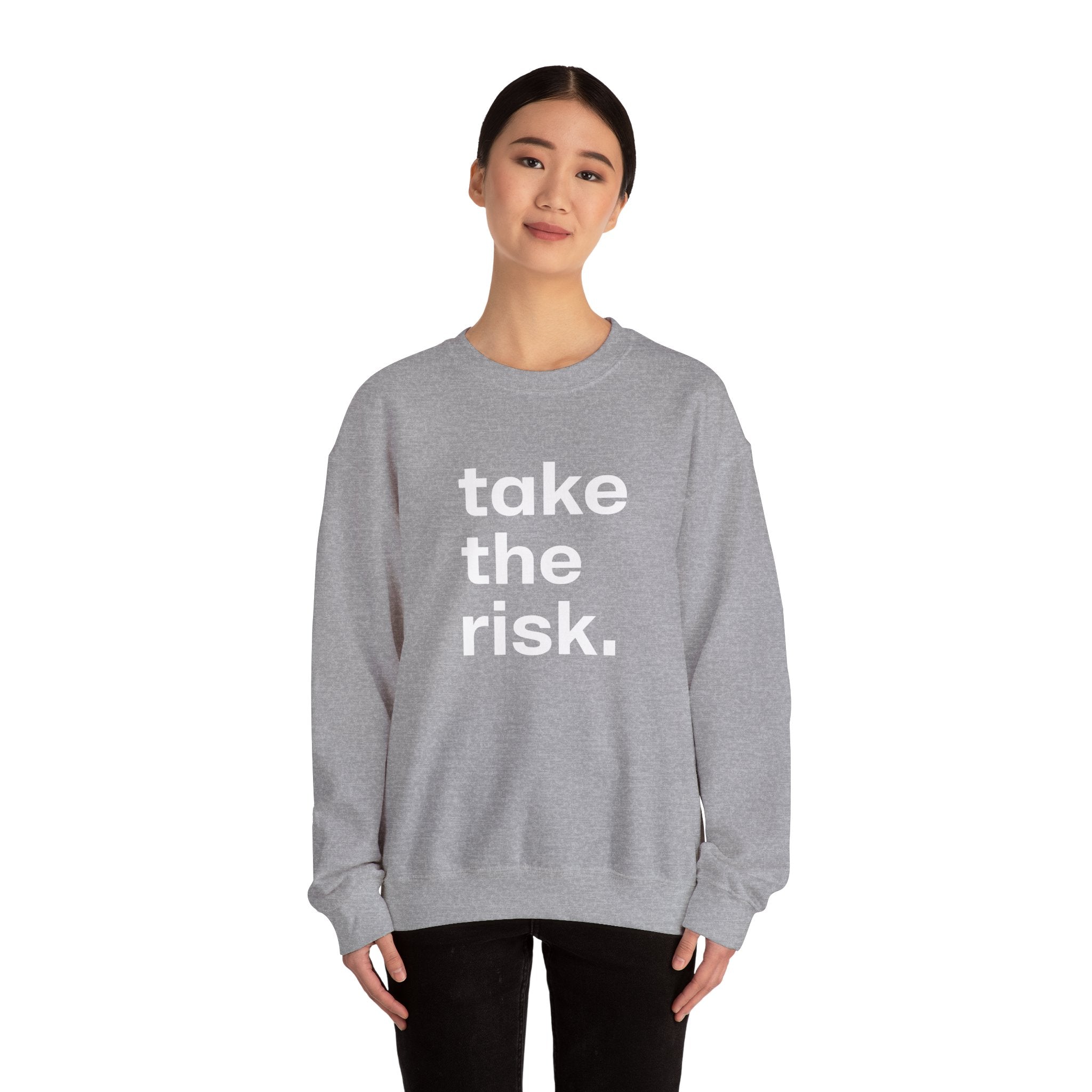 Bold 'Take the Risk' Unisex Crewneck Sweatshirt - Motivational Fashion for Everyday Adventure