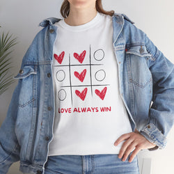 Love Always Wins Unisex T-Shirt, Casual Tee, Heart Design Shirt, Valentine Day Gift, Everyday Wear