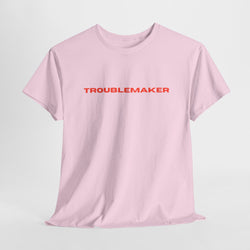 Troublemaker Unisex Heavy Cotton Tee, Funny Graphic Shirt, Casual Wear, Gift for Friends, Birthday Gift, Streetwear Fashion