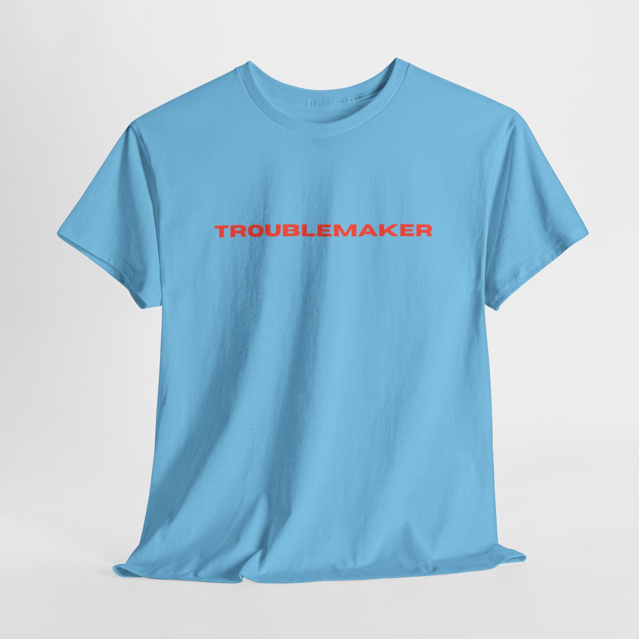 Troublemaker Unisex Heavy Cotton Tee, Funny Graphic Shirt, Casual Wear, Gift for Friends, Birthday Gift, Streetwear Fashion