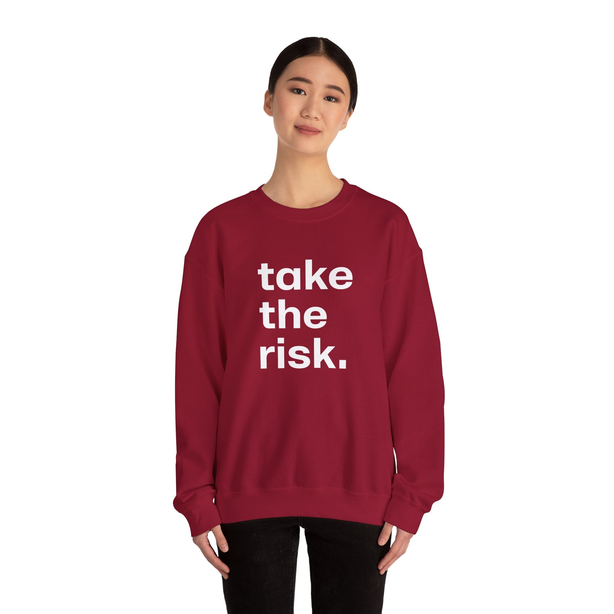 Bold 'Take the Risk' Unisex Crewneck Sweatshirt - Motivational Fashion for Everyday Adventure