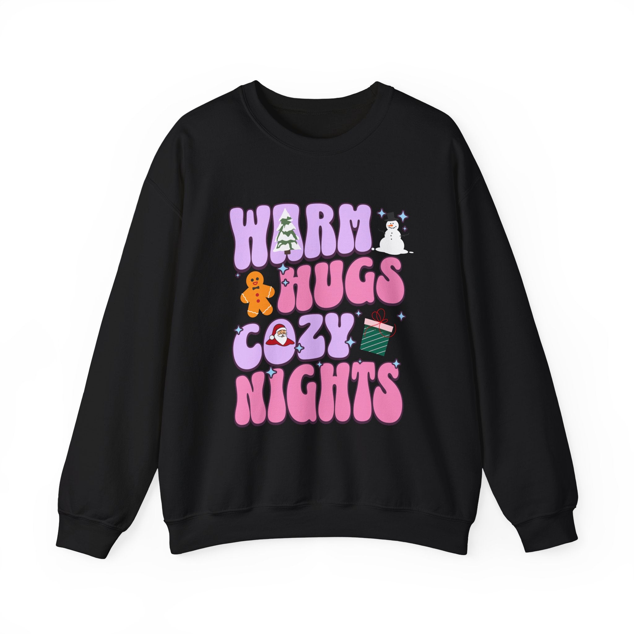 Warm Hugs Cozy Nights Sweatshirt, Unisex Holiday Crewneck, Perfect Gift for Christmas, Winter Vibes, Cozy Nights Apparel, Seasonal Sweater