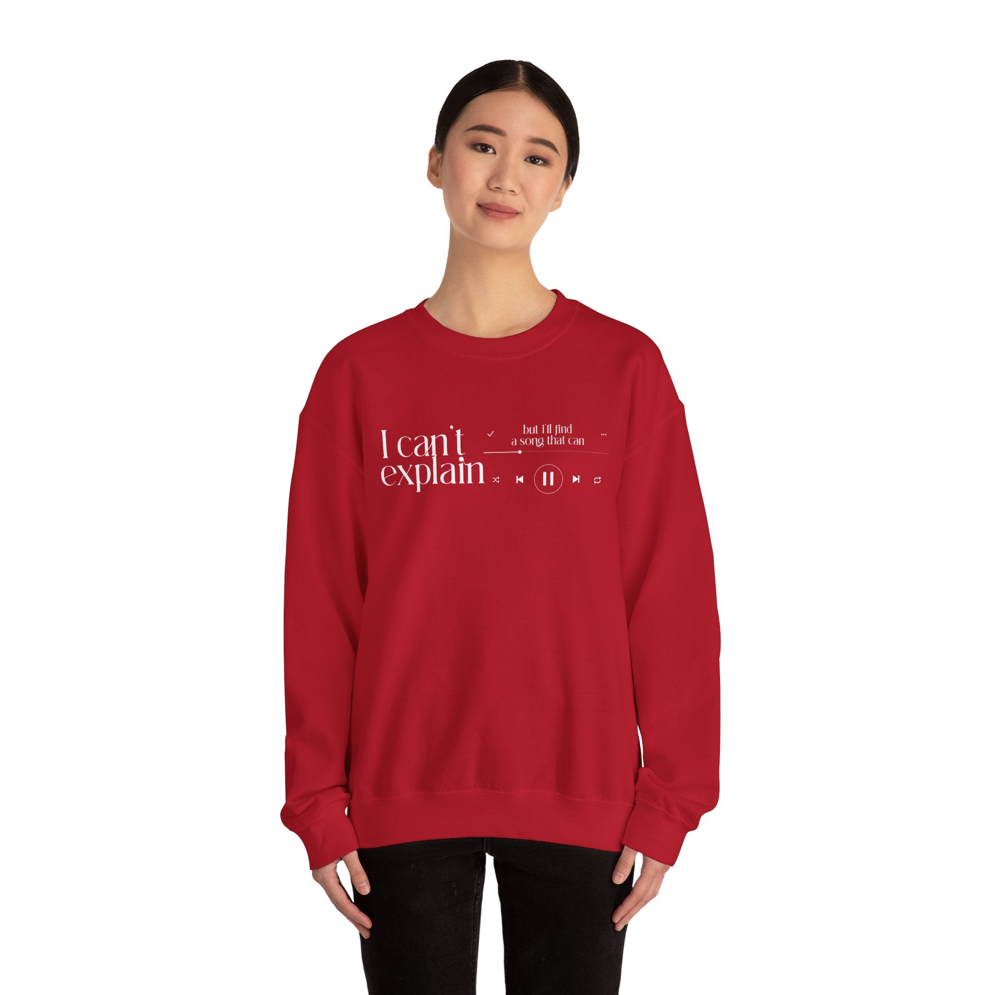 I Can't Explain Unisex Heavy Blend Crewneck Sweatshirt - Comfy Red Sweatshirt for Music Lovers