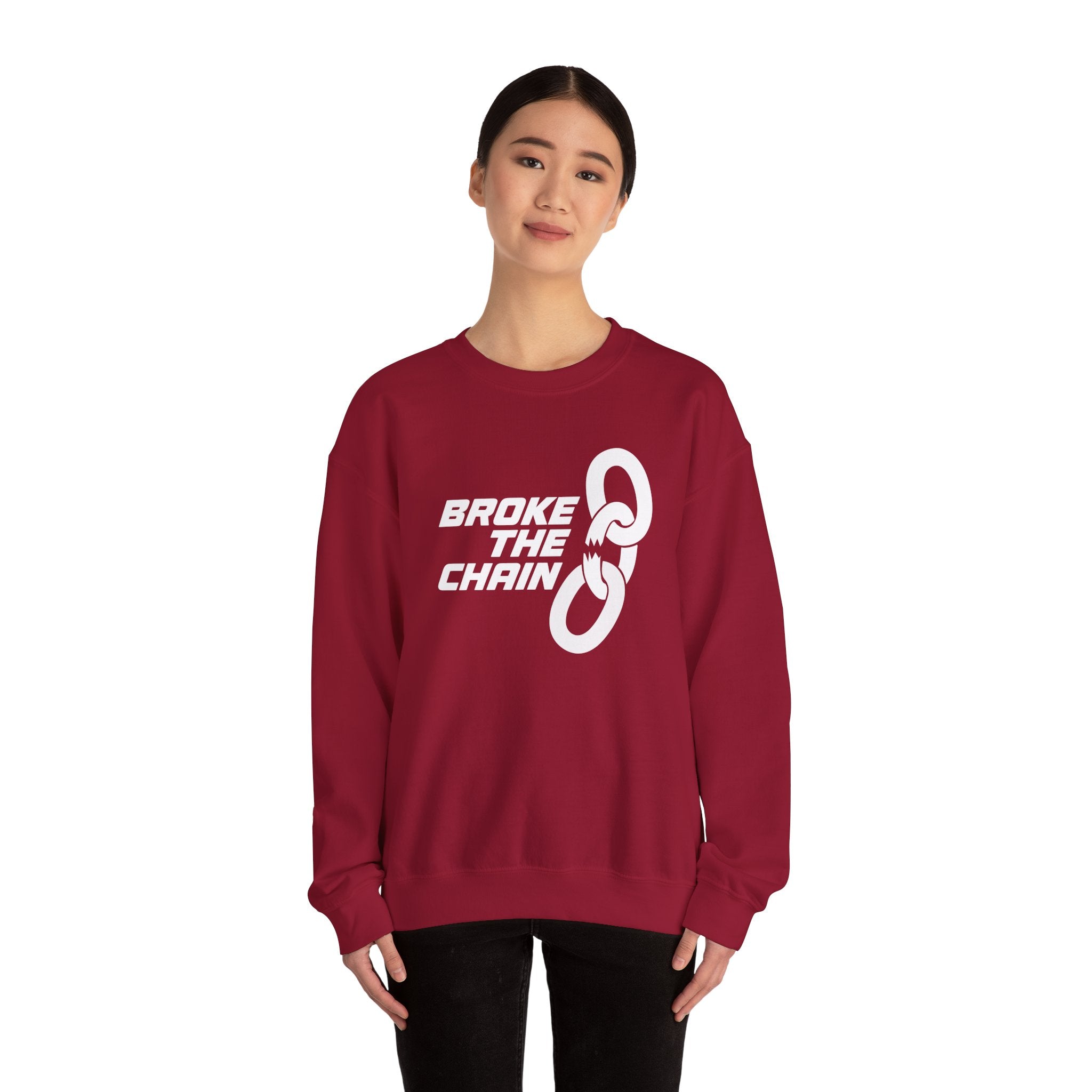 Broke The Chain Unisex Crewneck Sweatshirt - Empowering Red Apparel