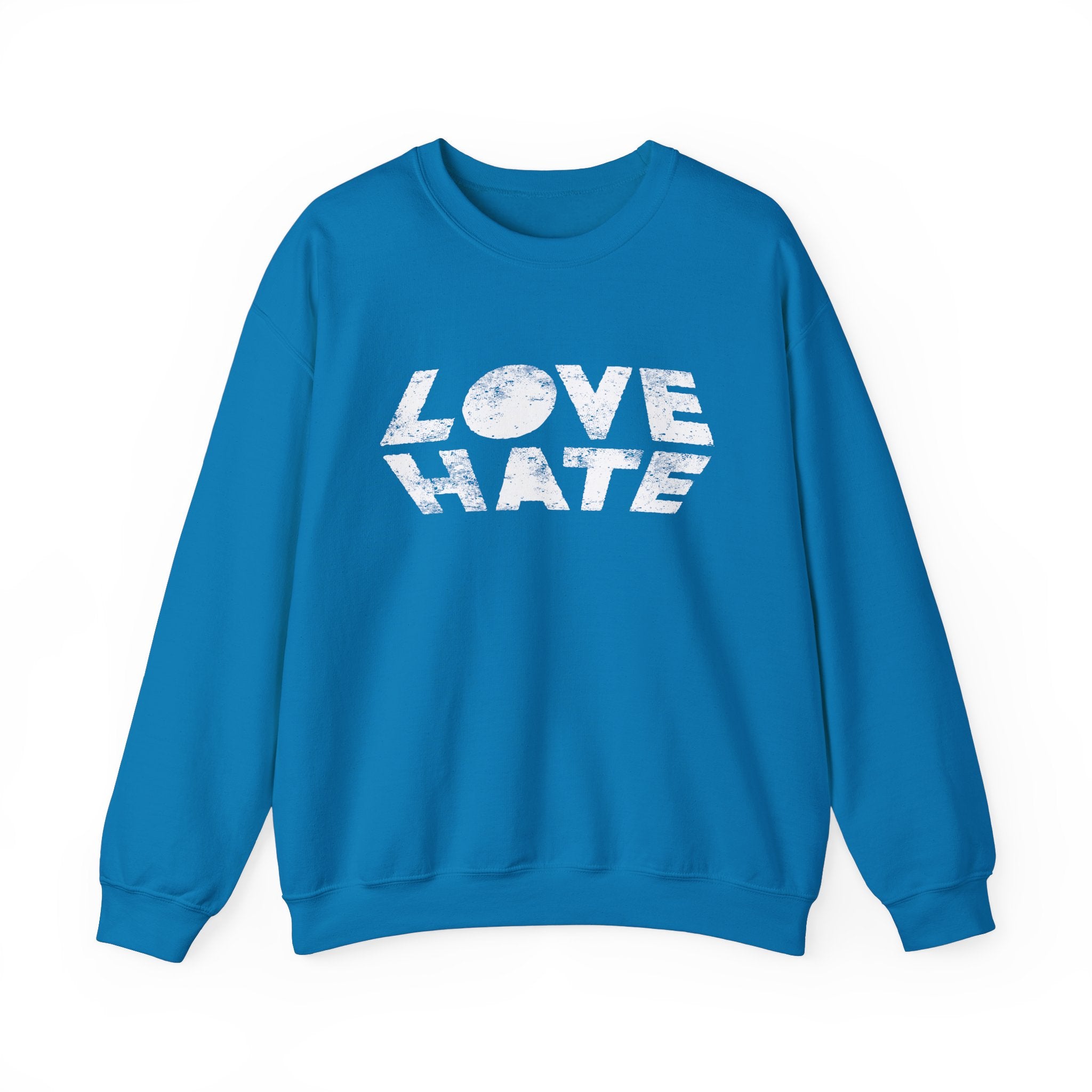 Unisex Heavy Blend™ Love Hate Crewneck Sweatshirt - Bold Red Casual Wear