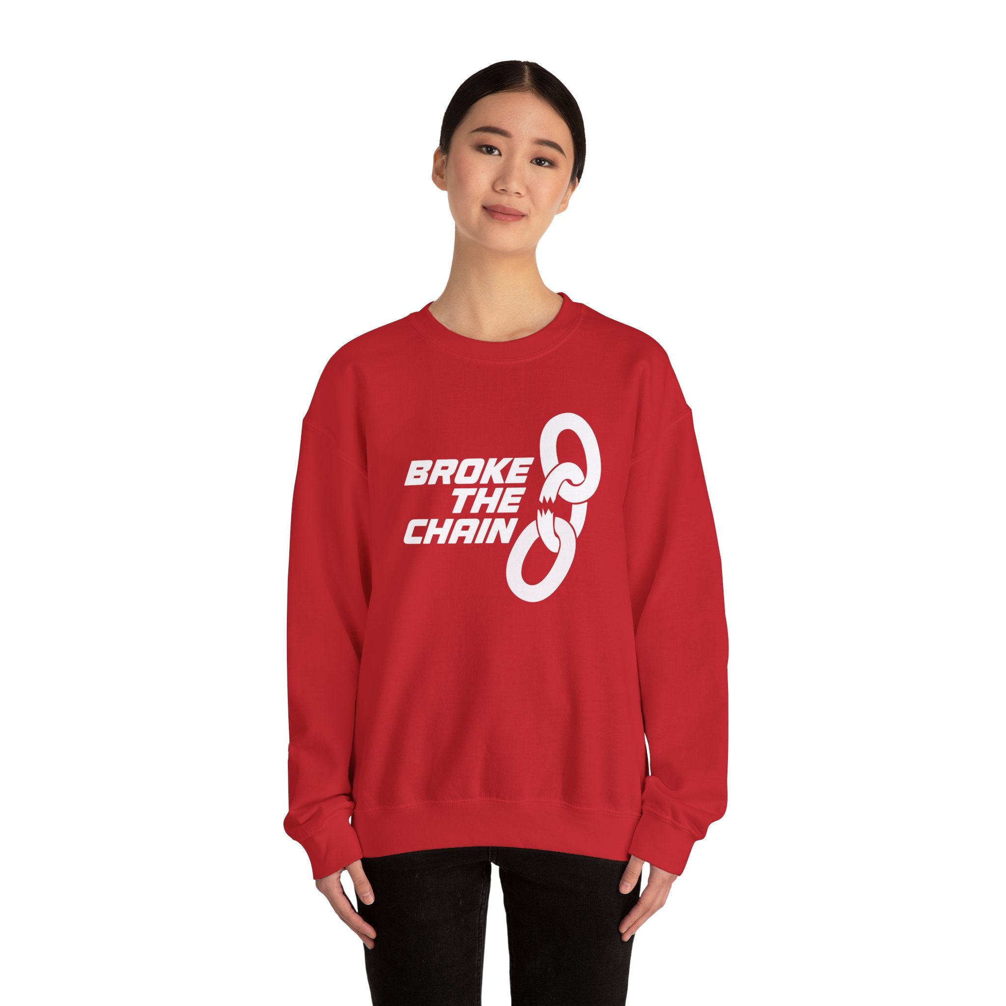 Broke The Chain Unisex Crewneck Sweatshirt - Empowering Red Apparel