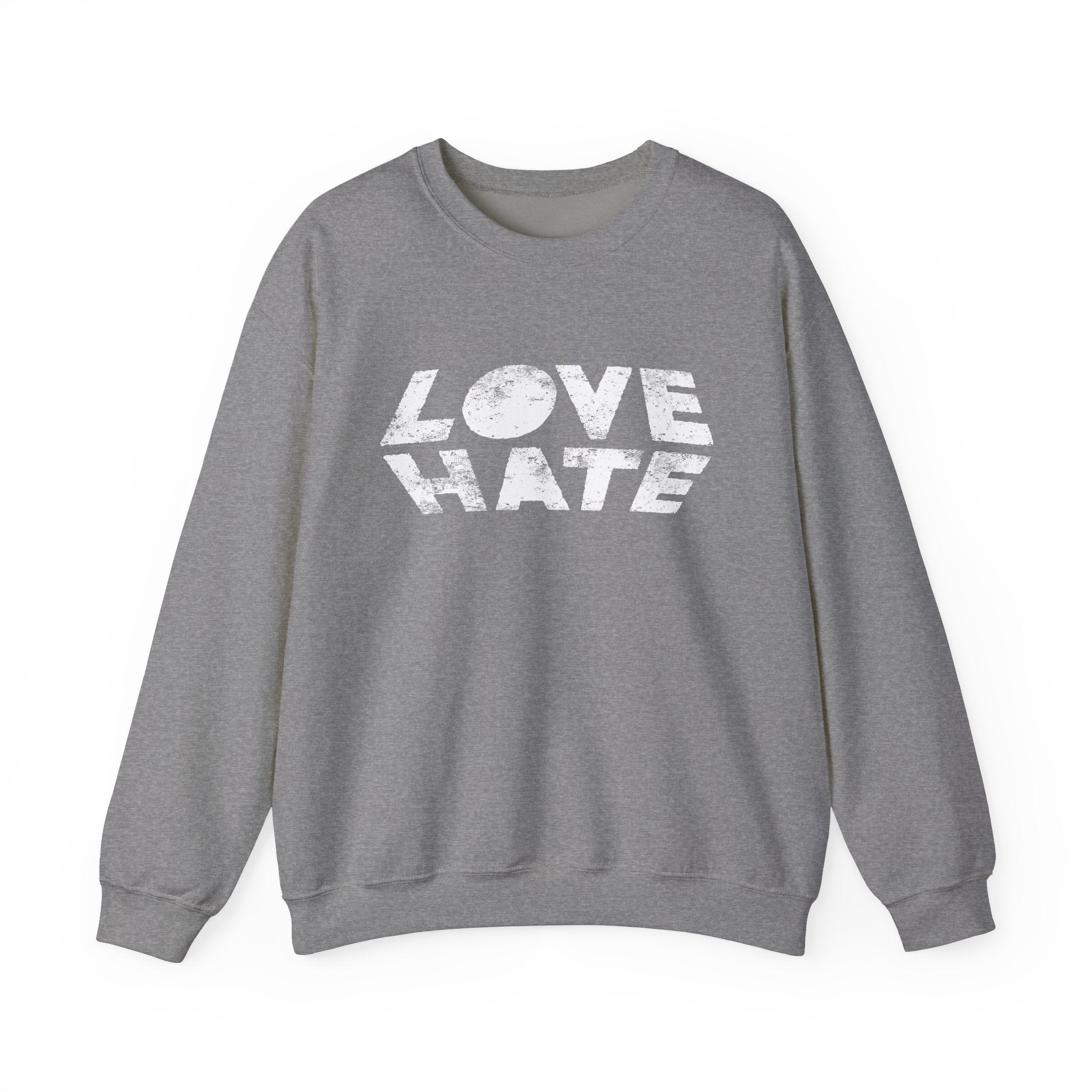 Unisex Heavy Blend™ Love Hate Crewneck Sweatshirt - Bold Red Casual Wear