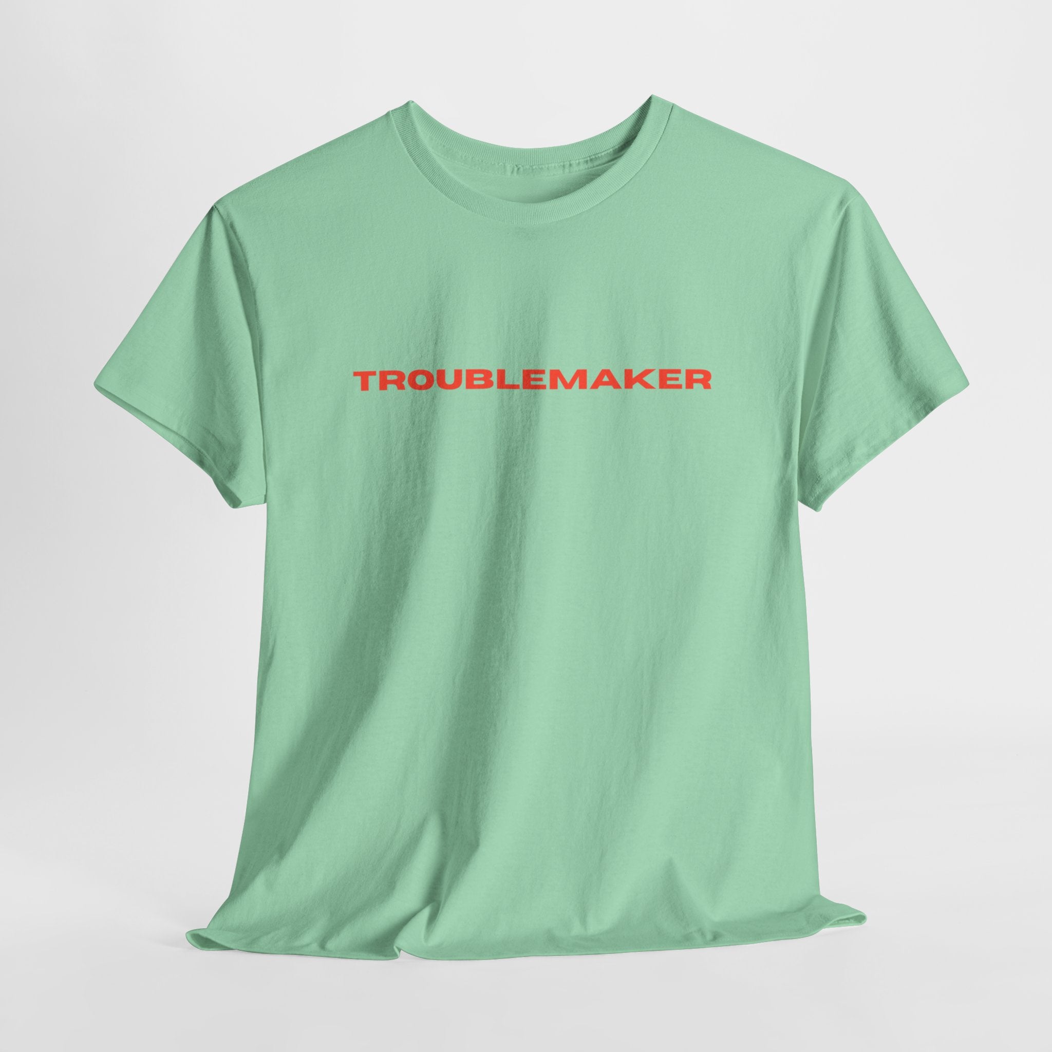 Troublemaker Unisex Heavy Cotton Tee, Funny Graphic Shirt, Casual Wear, Gift for Friends, Birthday Gift, Streetwear Fashion