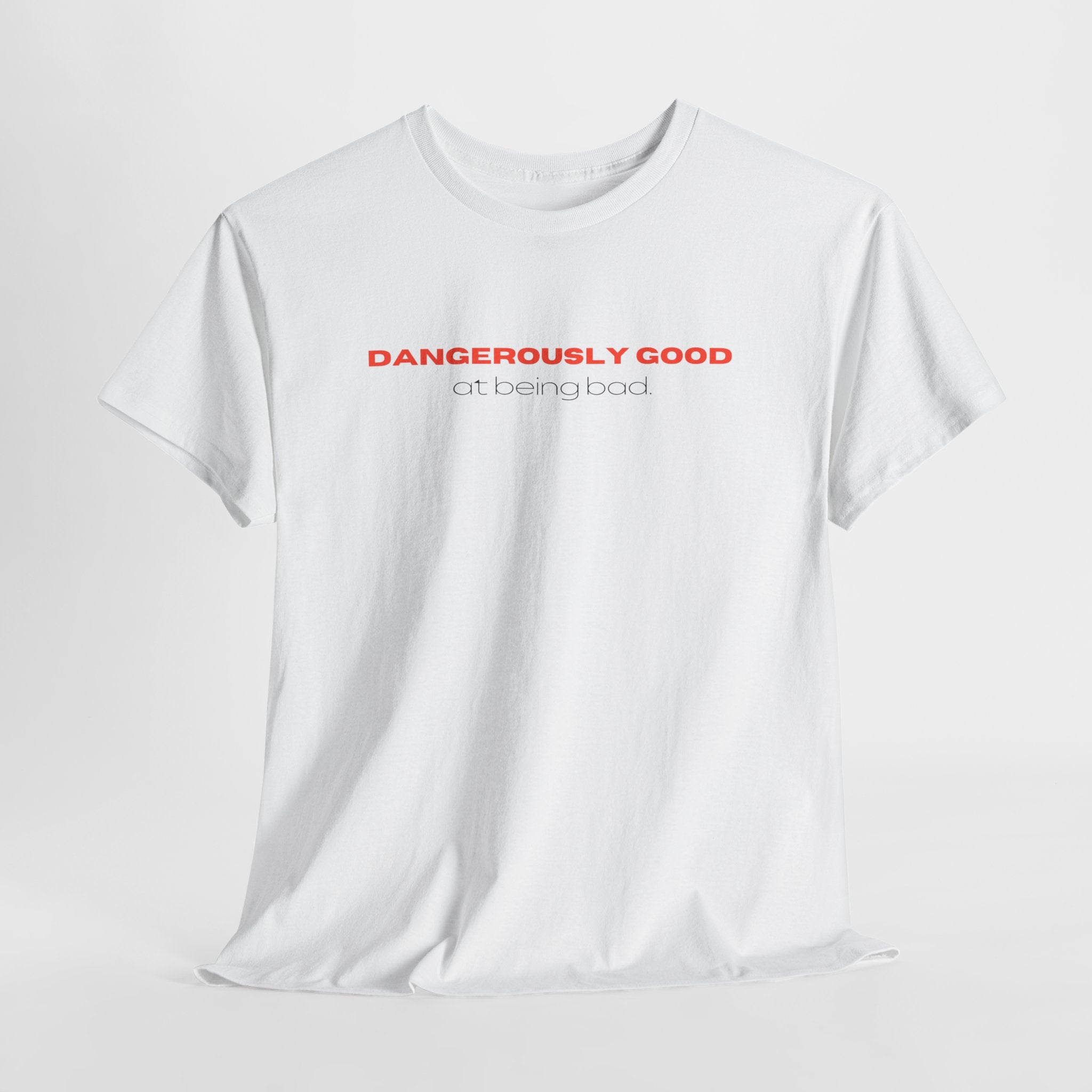 Dangerously Good Unisex Heavy Cotton Tee | Casual Graphic T-Shirt, Gift for Friends, Lounge Wear, Funny Tee, Self-Care